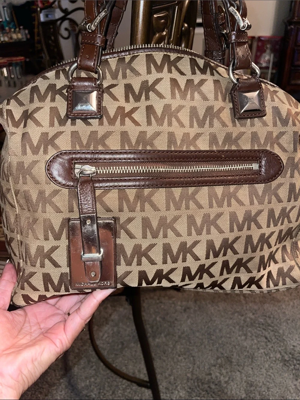 Michael Kors Brown MK Signature Logo Duffel Bag